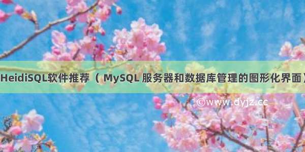 HeidiSQL软件推荐（ MySQL 服务器和数据库管理的图形化界面）