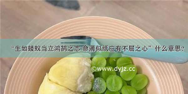 “生如蝼蚁当立鸿鹄之志 命薄似纸应有不屈之心”什么意思？