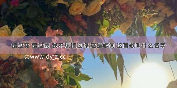 错过花 错过雨 我不想错过你 这是歌词 这首歌叫什么名字