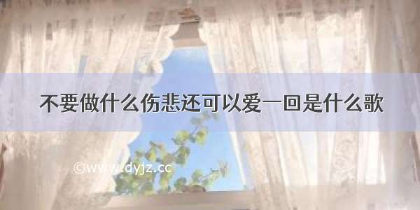 不要做什么伤悲还可以爱一回是什么歌