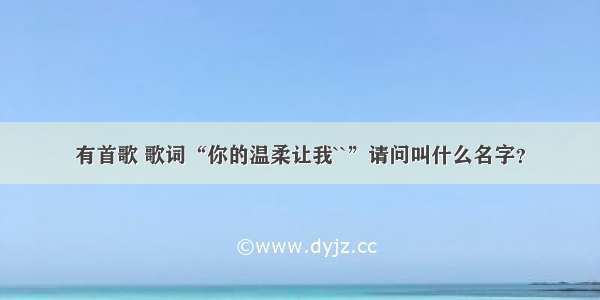 有首歌 歌词“你的温柔让我``”请问叫什么名字？