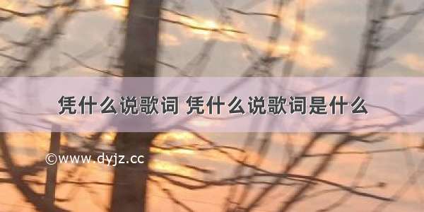 凭什么说歌词 凭什么说歌词是什么