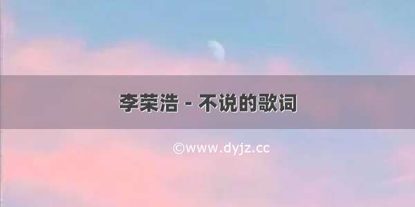 李荣浩 - 不说的歌词