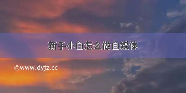 新手小白怎么做自媒体