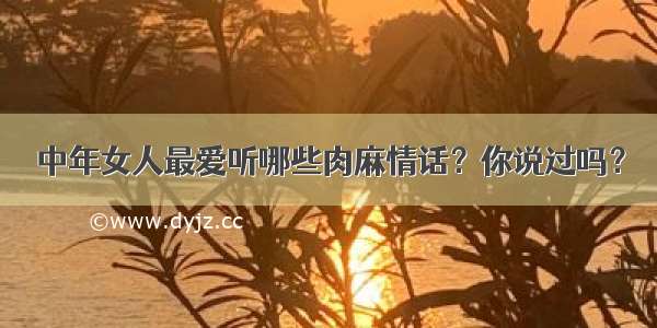 中年女人最爱听哪些肉麻情话？你说过吗？