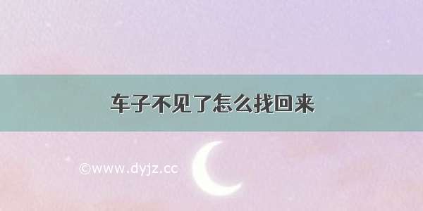 车子不见了怎么找回来