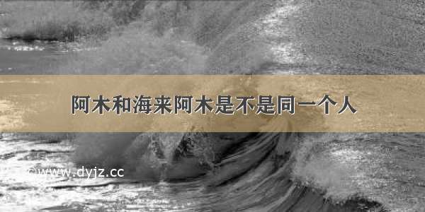 阿木和海来阿木是不是同一个人