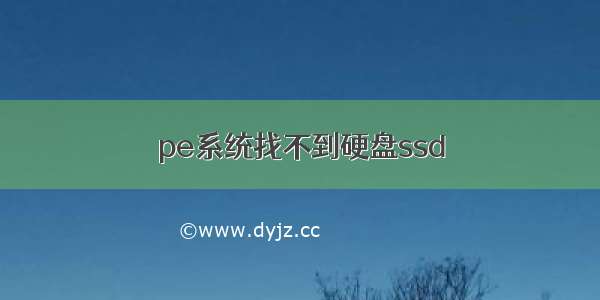 pe系统找不到硬盘ssd