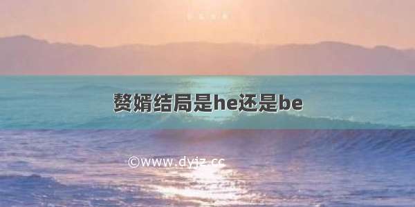 赘婿结局是he还是be