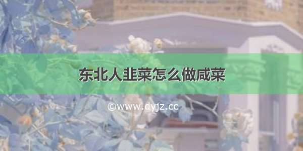 东北人韭菜怎么做咸菜