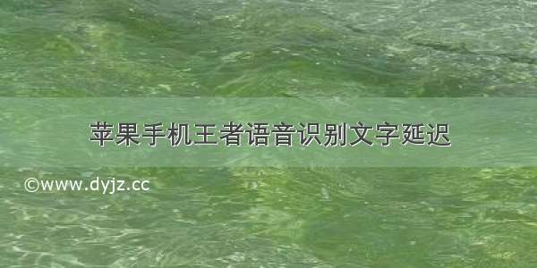 苹果手机王者语音识别文字延迟