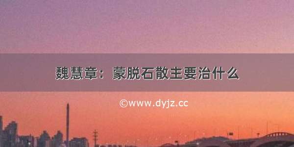 魏慧章：蒙脱石散主要治什么