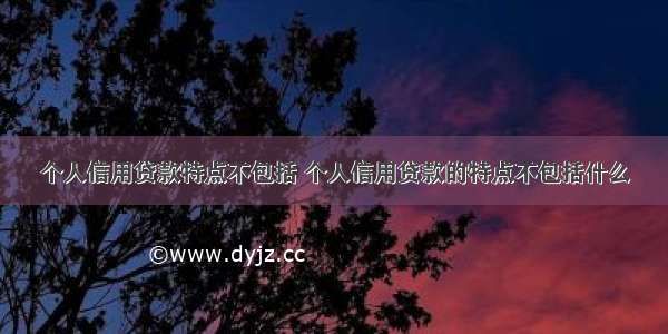 个人信用贷款特点不包括 个人信用贷款的特点不包括什么