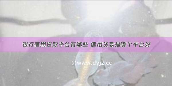 银行信用贷款平台有哪些 信用贷款是哪个平台好