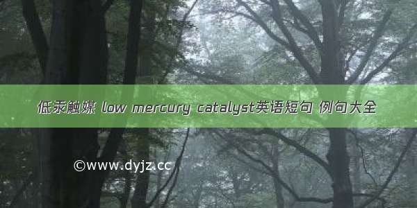 低汞触媒 low mercury catalyst英语短句 例句大全