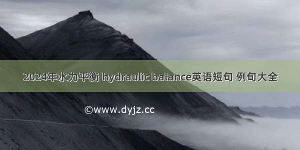 2024年水力平衡 hydraulic balance英语短句 例句大全