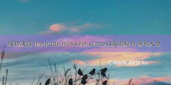 成功决窍 the trade tricks for success英语短句 例句大全