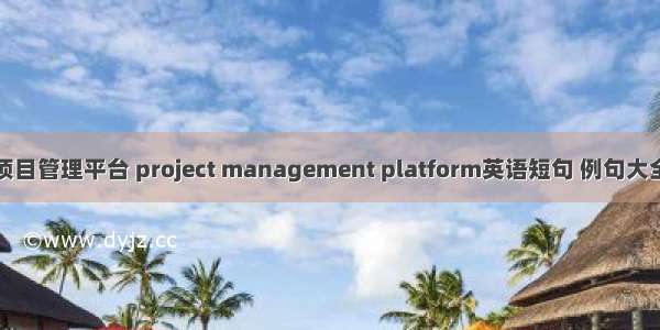 项目管理平台 project management platform英语短句 例句大全