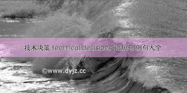 技术决策 technical decision英语短句 例句大全