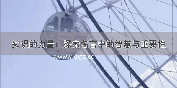 知识的力量：探索名言中的智慧与重要性