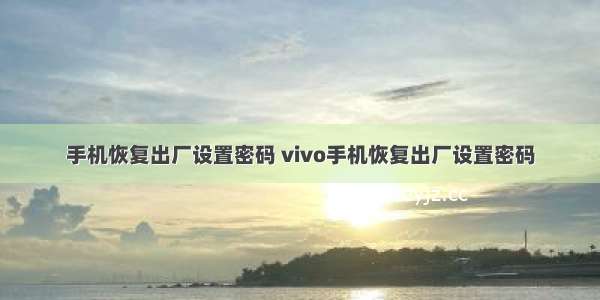 手机恢复出厂设置密码 vivo手机恢复出厂设置密码