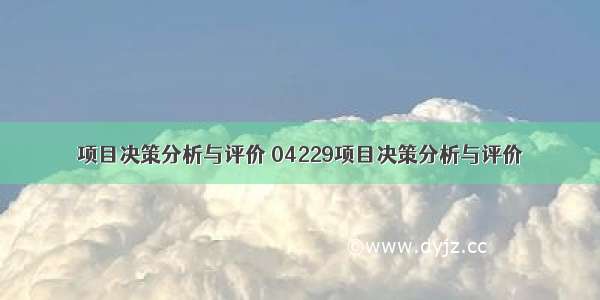 项目决策分析与评价 04229项目决策分析与评价