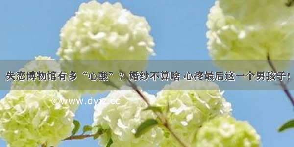 失恋博物馆有多“心酸”？婚纱不算啥 心疼最后这一个男孩子！