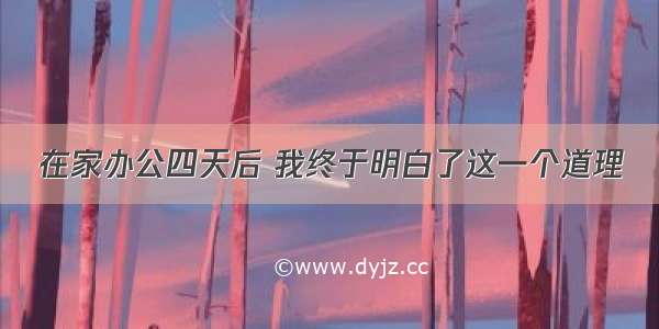 在家办公四天后 我终于明白了这一个道理