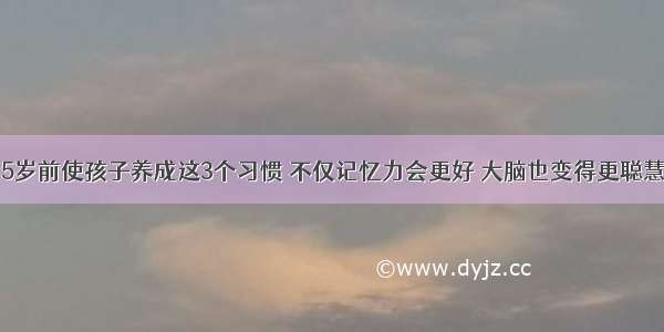 5岁前使孩子养成这3个习惯 不仅记忆力会更好 大脑也变得更聪慧