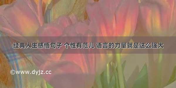 经典人生感悟句子 个性有范儿 语言的力量就是这么强大