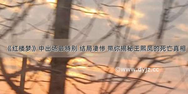 《红楼梦》中出场最特别 结局凄惨 带你揭秘王熙凤的死亡真相