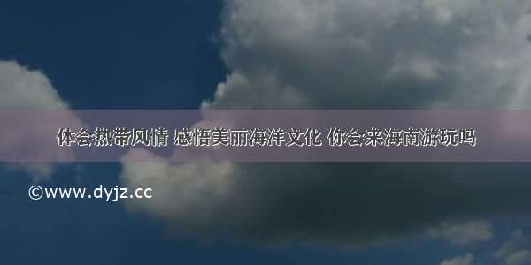 体会热带风情 感悟美丽海洋文化 你会来海南游玩吗