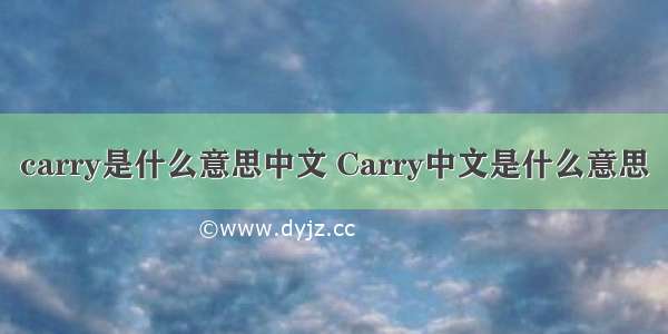 carry是什么意思中文 Carry中文是什么意思