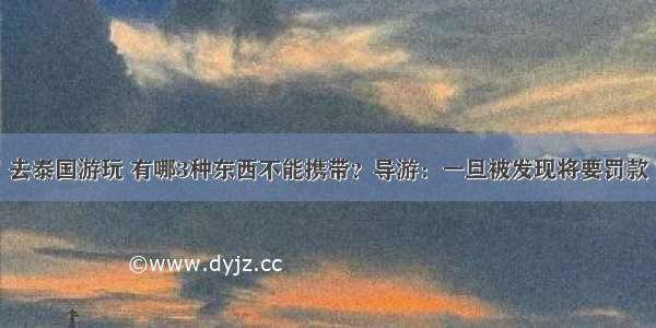 去泰国游玩 有哪3种东西不能携带？导游：一旦被发现将要罚款