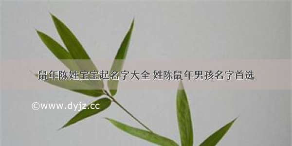 鼠年陈姓宝宝起名字大全 姓陈鼠年男孩名字首选