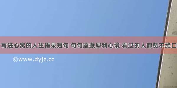 写进心窝的人生语录短句 句句蕴藏犀利心境 看过的人都赞不绝口