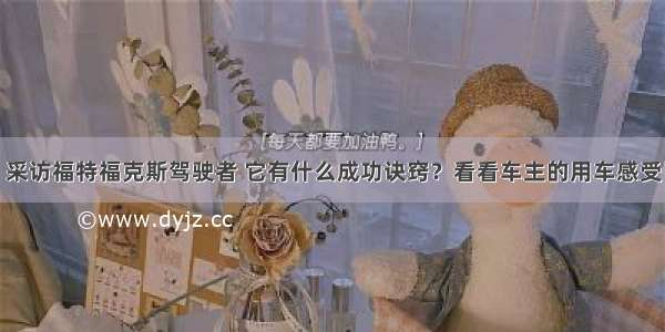 采访福特福克斯驾驶者 它有什么成功诀窍？看看车主的用车感受