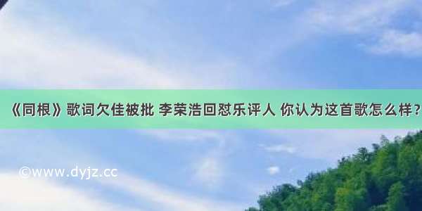 《同根》歌词欠佳被批 李荣浩回怼乐评人 你认为这首歌怎么样？