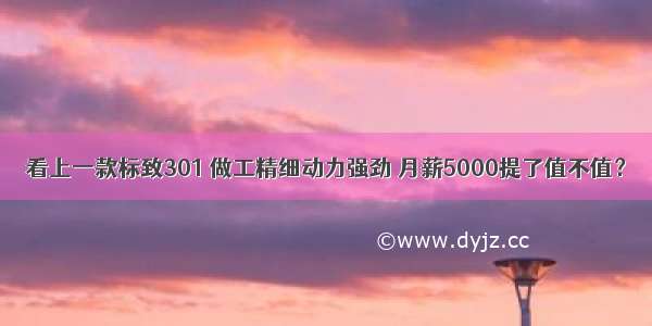 看上一款标致301 做工精细动力强劲 月薪5000提了值不值？