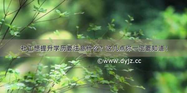 社工想提升学历要注意什么？这几点你一定要知道！