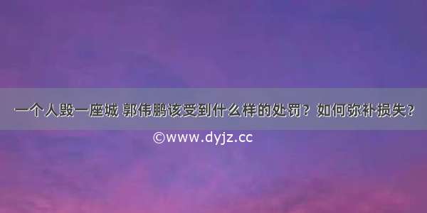 一个人毁一座城 郭伟鹏该受到什么样的处罚？如何弥补损失？