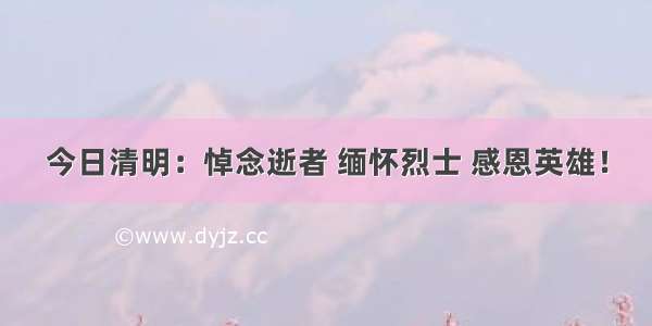 今日清明：悼念逝者 缅怀烈士 感恩英雄！