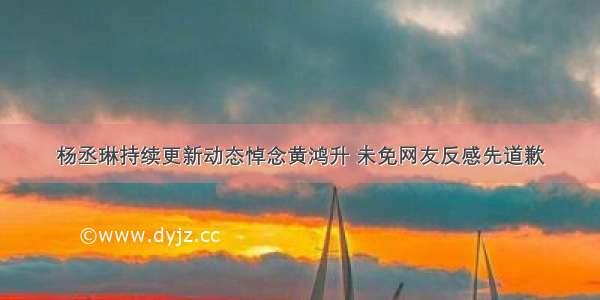 杨丞琳持续更新动态悼念黄鸿升 未免网友反感先道歉