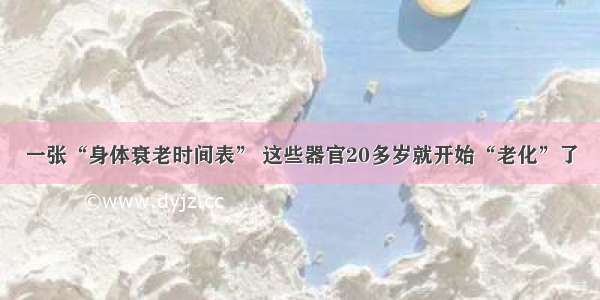 一张“身体衰老时间表” 这些器官20多岁就开始“老化”了