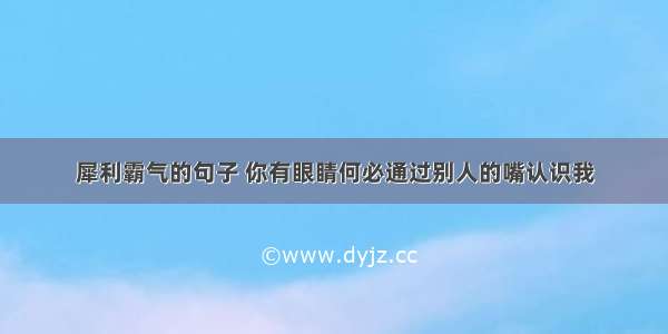 犀利霸气的句子 你有眼睛何必通过别人的嘴认识我