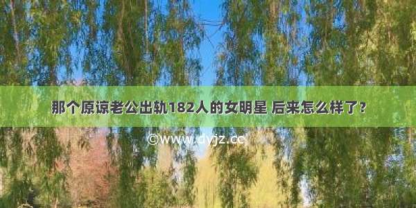 那个原谅老公出轨182人的女明星 后来怎么样了？