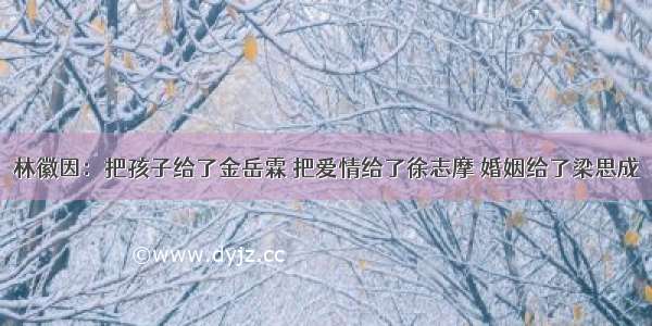 林徽因：把孩子给了金岳霖 把爱情给了徐志摩 婚姻给了梁思成