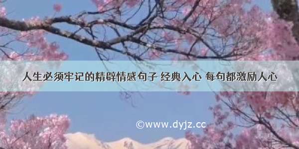 人生必须牢记的精辟情感句子 经典入心 每句都激励人心