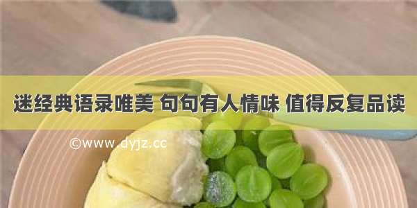 迷经典语录唯美 句句有人情味 值得反复品读