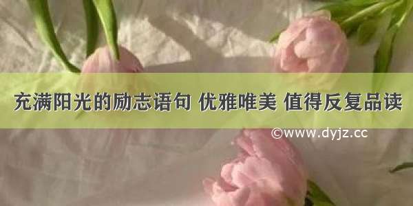 充满阳光的励志语句 优雅唯美 值得反复品读